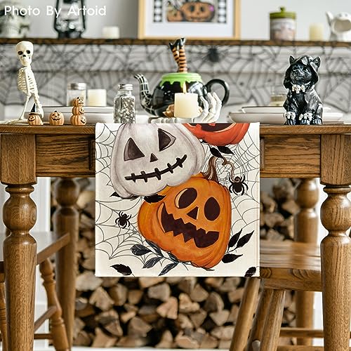 Halloween Table Runner 13x60 Inch Beige Polyester Home Party Decor - Artoid Mode
