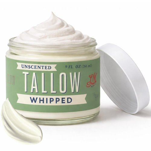 Lady May Tallow Whipped Tallow 9oz - All Natural Face Cream + Whole Body Moisturizer for Dry Skin - No Preservatives, Parabens or Seed Oils - 100% Pure, No Added Fragrance - USA Made (Unscented)