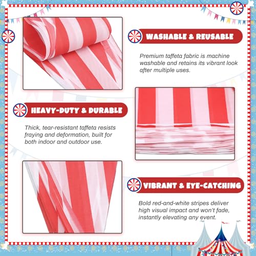 Circus Party Decorations Set - Red & White Carnival Halloween Decor, 18 Pieces