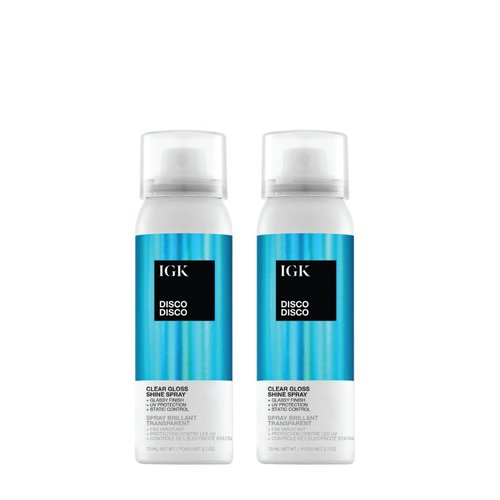 IGK Disco Disco Clear Gloss Shine Spray - Lightweight High-Shine Finishing Spray | Travel Size Set of 2 (2.1 Fl Oz)