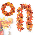 Fall Garland Artificial Maple Leaves 2-Pack Orange 5.9Ft for Festival Decor