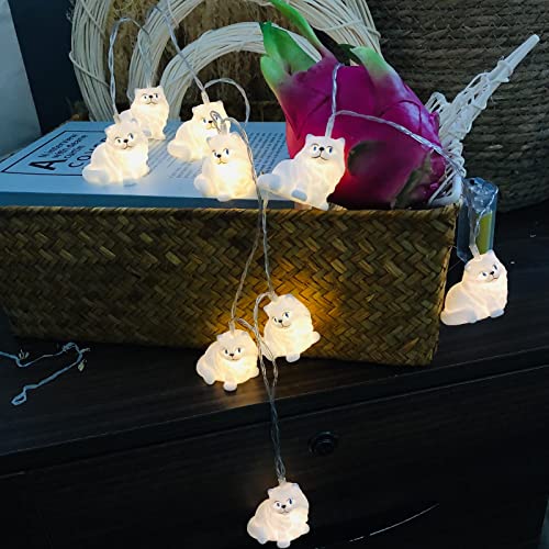 White Persian Cat String Lights 20LED Plug-in Animal Lantern Holiday Decor - Variation of THIS listing