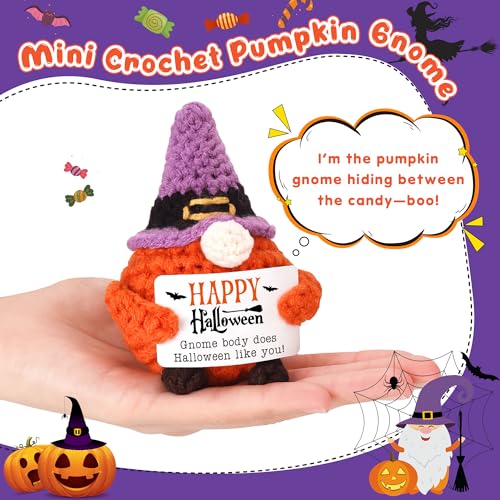 Halloween Gnome Basket Stuffers - Handmade Crochet Witch Hat Decor & Gifts