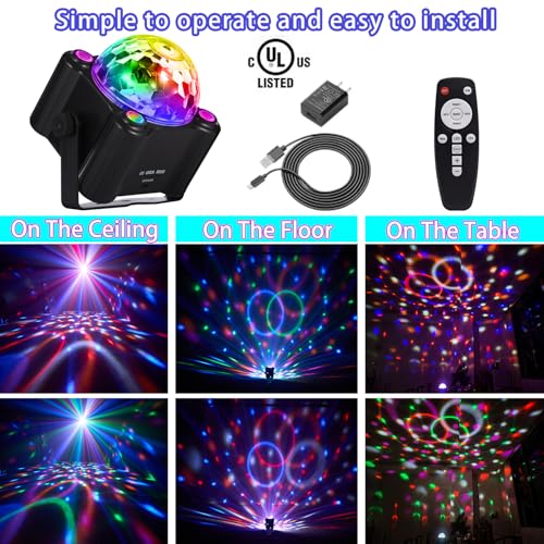 Sound Activated LED Disco Ball Light with Remote, 6 Colors for Parties & Events