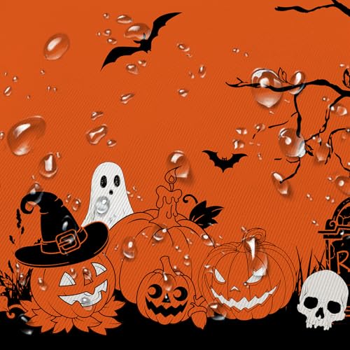 Oval Halloween Tablecloth 60x84 Inch Pumpkin Skull Ghost Waterproof Decor - Horror Pumpkin Variation