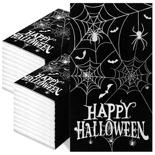 Halloween Spider Napkins 200 pcs - Disposable Paper Dinner & Guest Towels