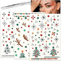 Christmas Face Gems with Snowflake, Tree & Elk Variations, Self-Adhesive Face Jewels for Makeup & Raves