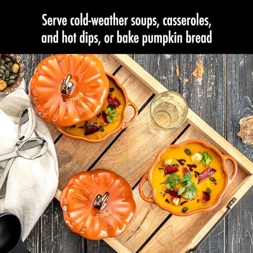 Petite Pumpkin Ceramic Baking Dish - 0.75 Qt Burnt Orange, Oven & Stove Safe