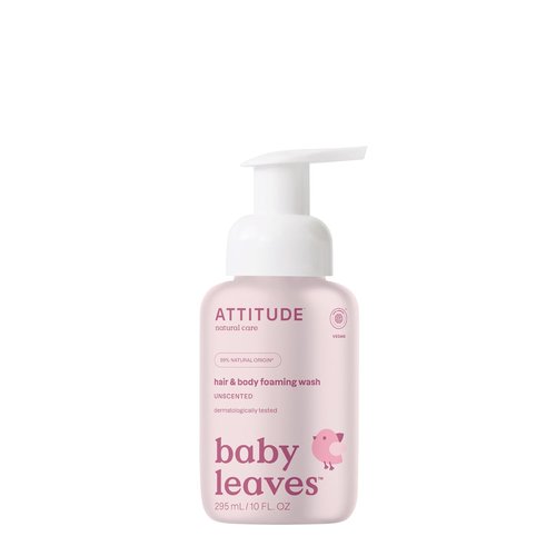 ATTITUDE 2-in-1 Hair and Body Foaming Baby Wash - EWG Verified, Vegan & Unscented, 10 Fl Oz