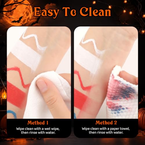 Black Red Orange Face Paint Set with Mirror & 3 Brushes + 3 Sponges - Halloween Makeup, Variation 11