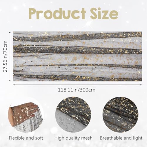 Black Gold Galaxy Star Tablecloth - 120 x 28 Inch, Sorcristy