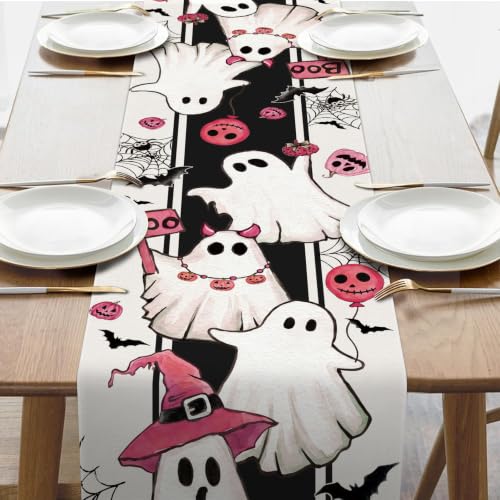 Halloween Pink Ghost Table Runner 72x13 Inch Spooky Cute Fall Decor Variation of THIS listing