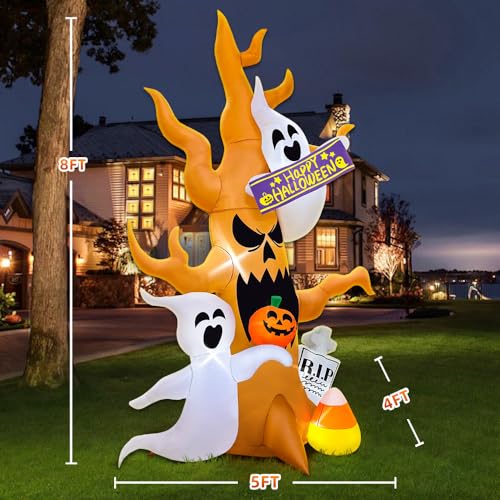 8FT Halloween Inflatable Spooky Tree with LED Lights - Outdoor Yard Decor