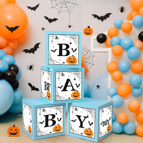 Halloween Baby Shower Decorations Blue Balloon Boxes - A Little Boo Is Almost Due