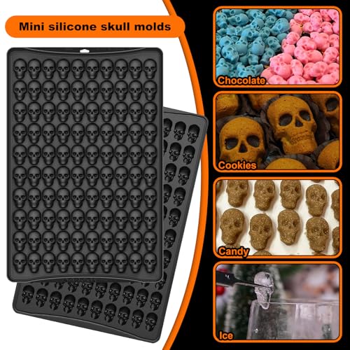 Mini Skull Silicone Mold - Black Halloween Skull Candy & Chocolate Mold, 100 Cavities