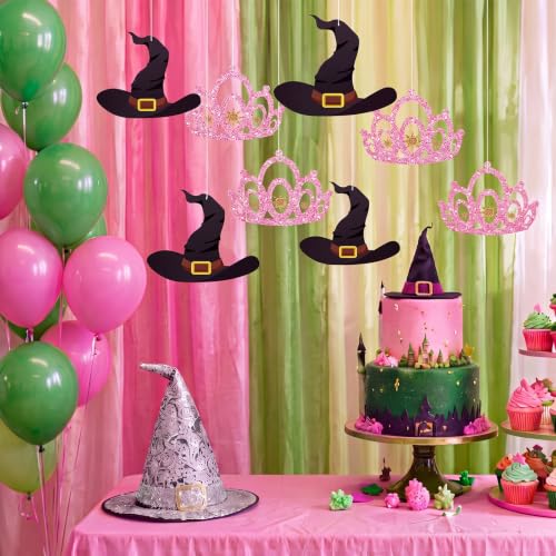 15 Pcs Witch Party Decorations - Hanging Witch Hat & Crown Banner - Halloween Indoor Decor