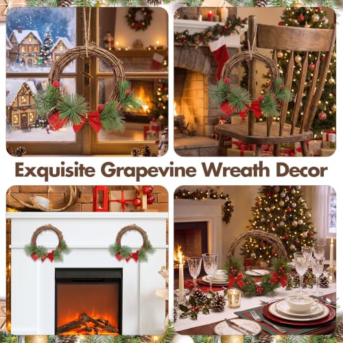 6 Inch Grapevine Wreaths Set - Natural Rattan Garland for Christmas & DIY Decor - 6 Pieces