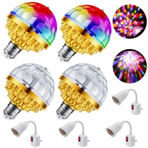 MIKWOAB 4 Pack Colorful Rotating LED Disco Ball Lights for Party, Home, Bar & Karaoke