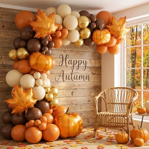 Burnt Orange Balloon Set - 129pcs Latex Balloon Kit for Parties, Weddings & Fall Decor - Variation: Burnt Orange / 1