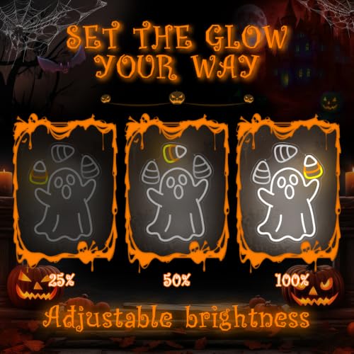 Ghost Corn Juggling Halloween Neon Sign - Animated Dimmable LED Decor - Variation of THIS listing
