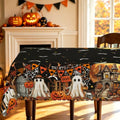 Halloween Rectangular Tablecloth 60x120 Inch Ghost Bat Pumpkin Castle - Waterproof Durable Polyester