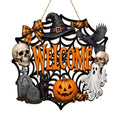 Halloween Door Decor Ghost Wreath Welcome Wall Sign - Variation of Welcome-4