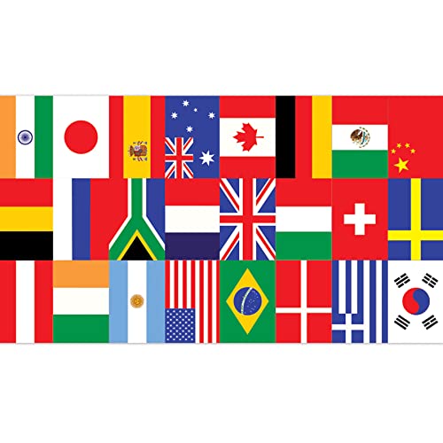 3 Piece Multicolored International Flag Table Runner Set - 11 x 6 Feet