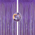 2 Pack Metallic Tinsel Fringe Curtains for Photo Booth Backdrop - 3.2ft x 8.2ft Purple
