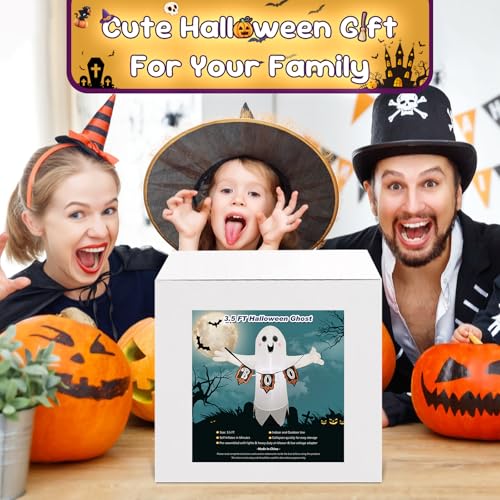 VIKIMORA White Ghost Halloween Inflatable Decor with LED Light - 3.5ft Spooky Yard Decoration