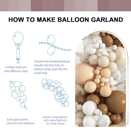 Y06 Brown Balloon Arch Kit - 500pcs Neutral Latex Balloons for Birthday & Baby Shower