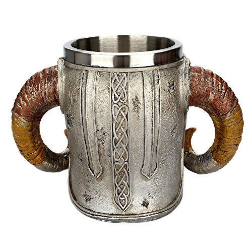 Stainless Steel Skull Mug Viking Drinking Cup Skeleton Resin Beer Stein - Design-12