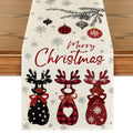 Red Deer Snowflakes Christmas Table Runner 13x72 Inch - Seasonal Holiday Decor