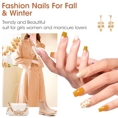 GELLEN Maple Leaf Brown Nail Polish - Fall Winter Long-Lasting, No Lamp Needed, HEMA Free, Variation: Brown-Maple Brown