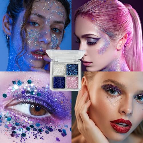 Glitter Eyeshadow Palette 4 Colors Sparkle Long Lasting Waterproof Makeup Kit