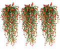 Artificial Hanging Plants Vines - Outdoor Greenery Decor - 30 Inch, Set of 3, Orange Red Variation