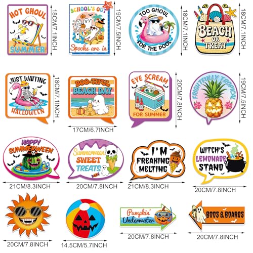 Summerween Photo Booth Props Kit - 34 Pieces for Halloween & Summer Parties