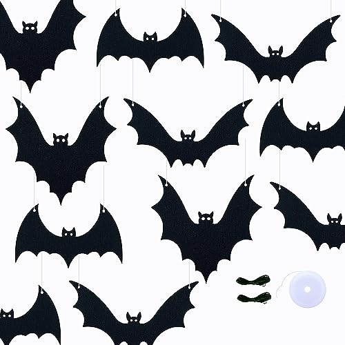 Halloween Felt Hanging Bat Decorations - 36 Pack Flying Bat Ornaments for Party & DIY Decor