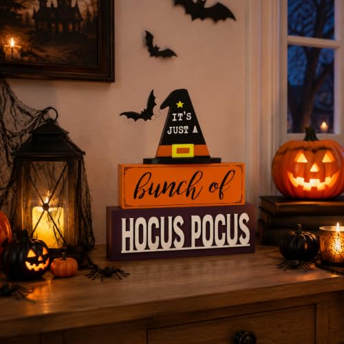 Indoor Halloween Witch Hat Table Decor - Spooky Hocus Pocus Sign