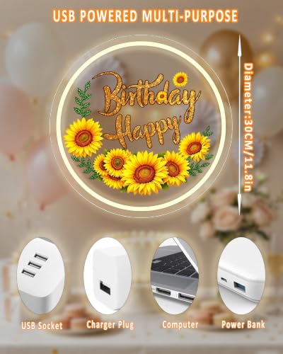 Sunflower LED Neon Sign - Birthday Party Wall Decor, Yellow Sunflower Variation