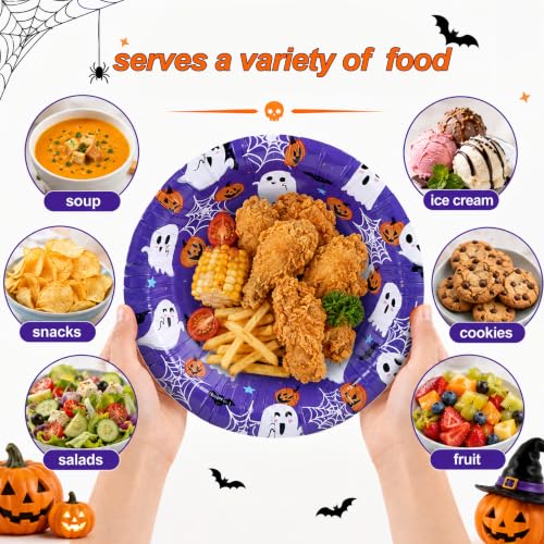 Halloween Mix Disposable Paper Bowls 12 oz Bulk Set for Parties, 100 Pack