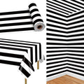 Black and White Striped Tablecloth Roll 51in x 100ft - Party & Event Decor - Black Variant
