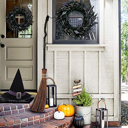 Black Feather Wreath - 14.9'' Halloween Front Door Decor - Variation of Feather Wreath 1