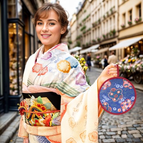 Foldable Floral Hand Fans Set - Japanese Style Portable Cooling Fans for Summer Festivals & Weddings (8 Inch, 6 Pack)