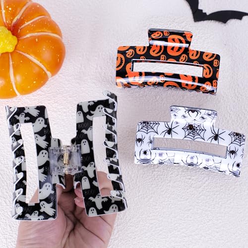Halloween Hair Claw Clips Set - Pumpkin & Spider Design for Women - Variation of Halloween-D