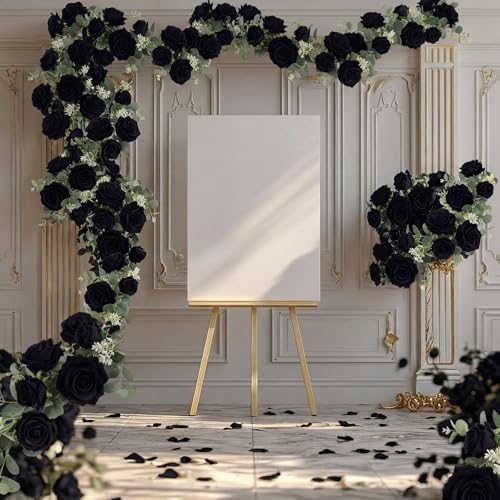 Artificial Rose Garland Set with Eucalyptus - Black Seeded Eucalyptus - 8 Pack 6.56ft Wedding & Party Decor