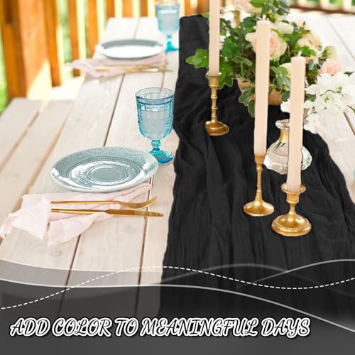 Black Cheesecloth Table Runner 120 Inch - Elegant Decor for Weddings & Events - Variation: Black