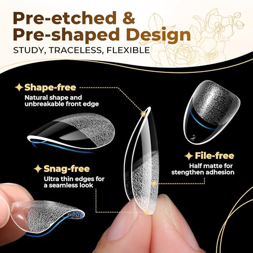 XS Almond Short Gel Nail Tips - 504PCS Full Cover False Nails with Deep Matte Texture