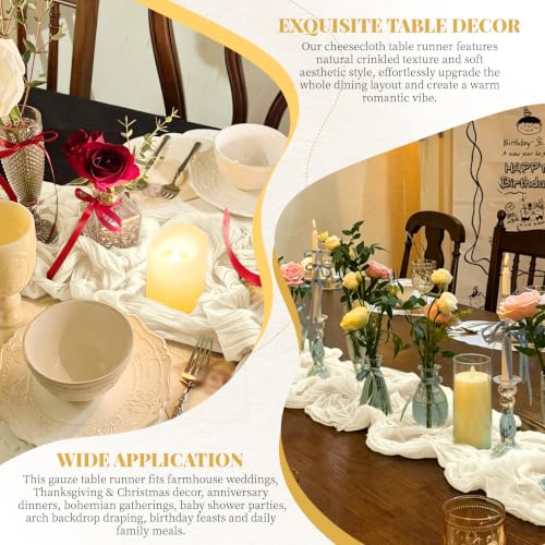 Ivory Cheesecloth Table Runner 8 Pack 17x108 Inch Boho Gauze Fabric Wedding Decor
