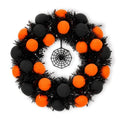 18-Inch Halloween Wreath for Front Door - Black & Orange, Foldable Halloween Decor