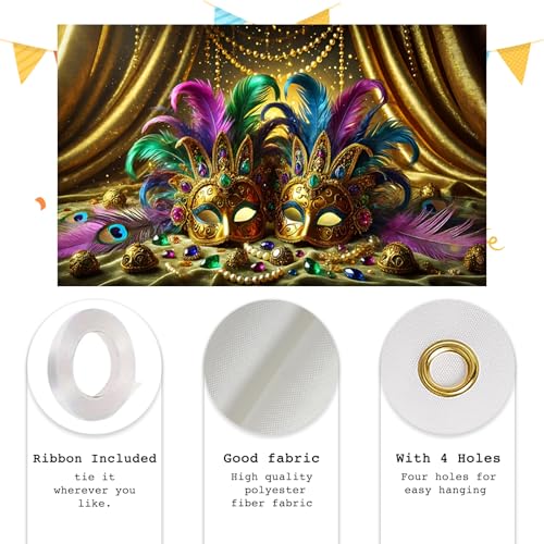Carnival Party Banner Dual Mask Decor 71x43 Polyester - Variation LR00084